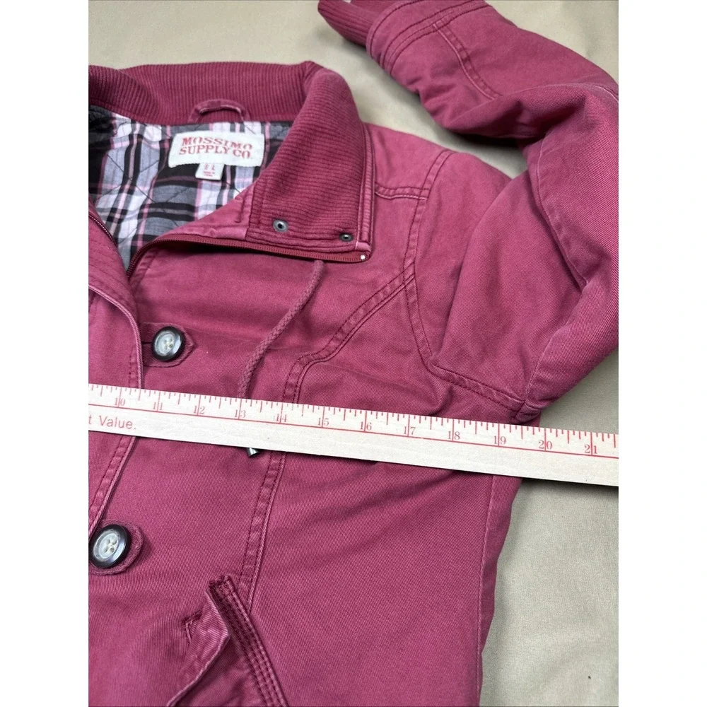 Vintage Mossimo Canvas Jacket Womens Large Button Zip Plaid Lined Y2K Red 2001